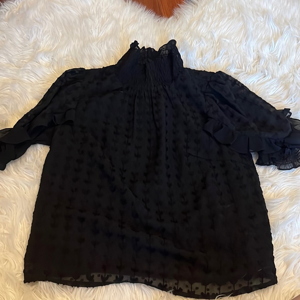 Sugar Lips High Neck Black Blouse